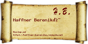 Haffner Bereniké névjegykártya